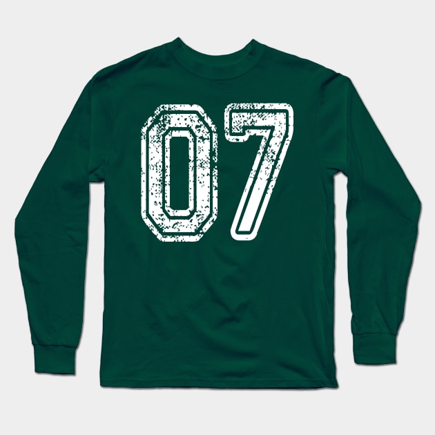 Number 07 Grungy in white Long Sleeve T-Shirt by Sterling